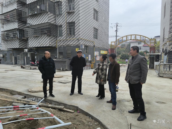 銀泉花園小區(qū)黨支部書(shū)記李正明與社區(qū)網(wǎng)格員、物業(yè)經(jīng)理、居民代表現(xiàn)場(chǎng)商議小區(qū)改造問(wèn)題.jpg